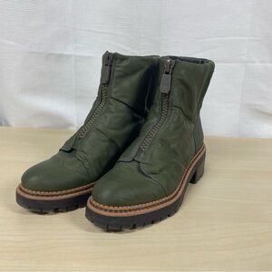 Sam Edelman Anthropology green puffer top stitch combat boot women size 6M